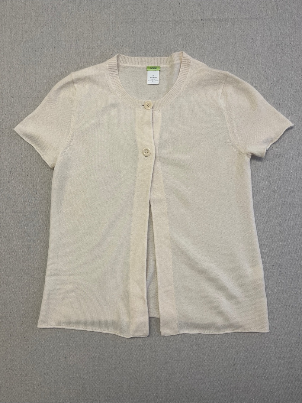 J.Crew 100% Cashmere Short Sleeve Cardigan Sweater XS Ivory